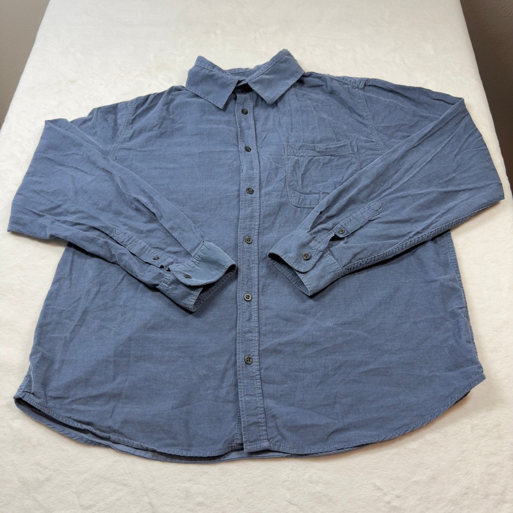 George Corduroy Shirt Mens XL Blue Good Long Sleeve Cotton WM28023682-0623